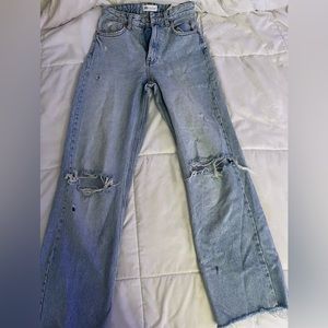 ZARA wide leg ripped jeans